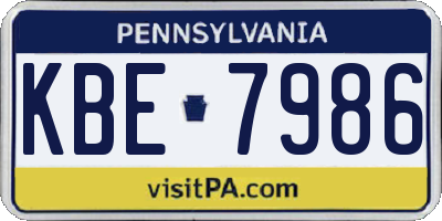 PA license plate KBE7986