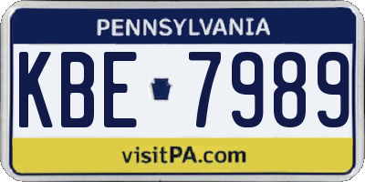 PA license plate KBE7989