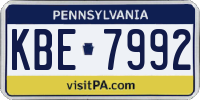 PA license plate KBE7992