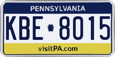 PA license plate KBE8015