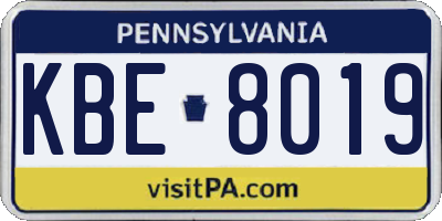 PA license plate KBE8019