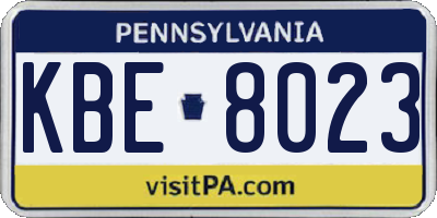 PA license plate KBE8023