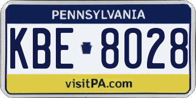 PA license plate KBE8028