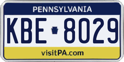 PA license plate KBE8029