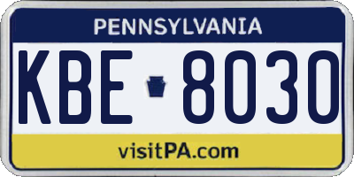 PA license plate KBE8030