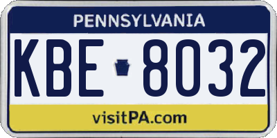 PA license plate KBE8032