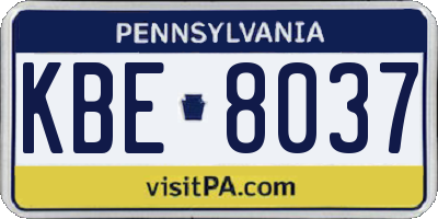 PA license plate KBE8037