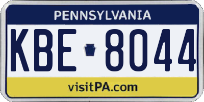 PA license plate KBE8044