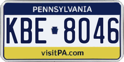 PA license plate KBE8046