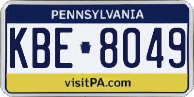 PA license plate KBE8049