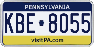 PA license plate KBE8055