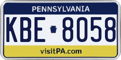 PA license plate KBE8058