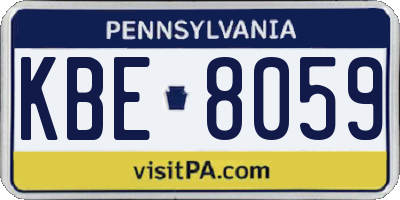 PA license plate KBE8059