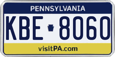PA license plate KBE8060