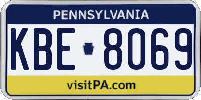 PA license plate KBE8069