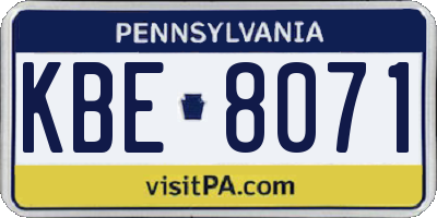 PA license plate KBE8071