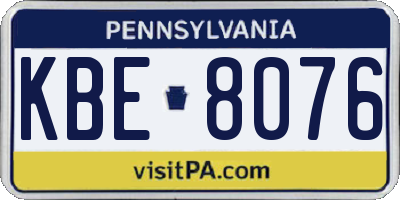 PA license plate KBE8076