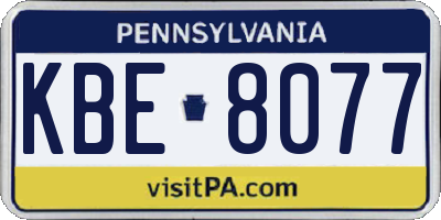 PA license plate KBE8077