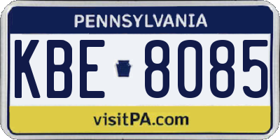 PA license plate KBE8085