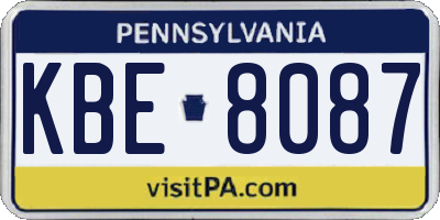 PA license plate KBE8087