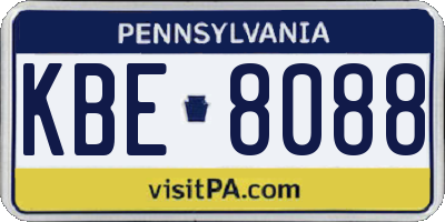 PA license plate KBE8088