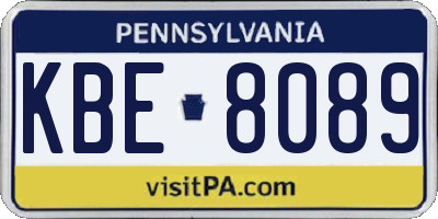 PA license plate KBE8089