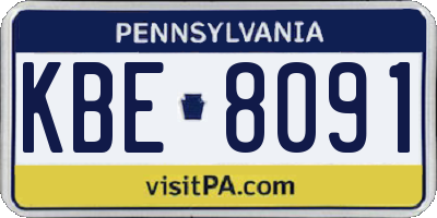 PA license plate KBE8091