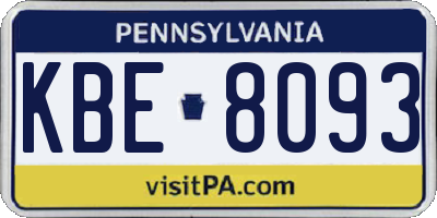 PA license plate KBE8093