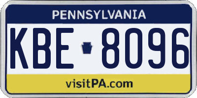 PA license plate KBE8096