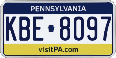 PA license plate KBE8097