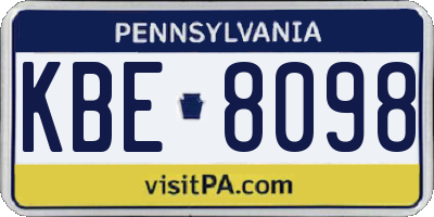 PA license plate KBE8098