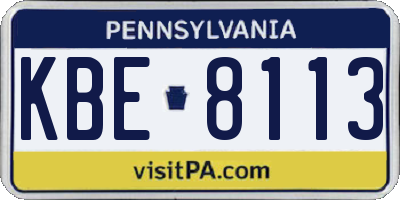 PA license plate KBE8113