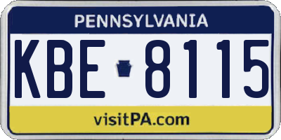 PA license plate KBE8115