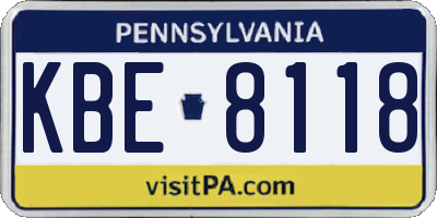 PA license plate KBE8118