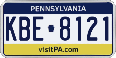 PA license plate KBE8121