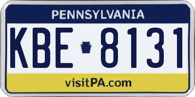 PA license plate KBE8131