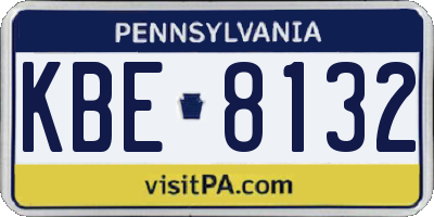 PA license plate KBE8132