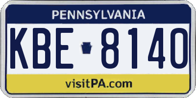 PA license plate KBE8140