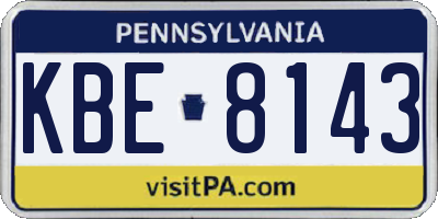 PA license plate KBE8143