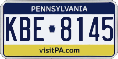 PA license plate KBE8145