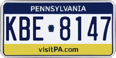 PA license plate KBE8147