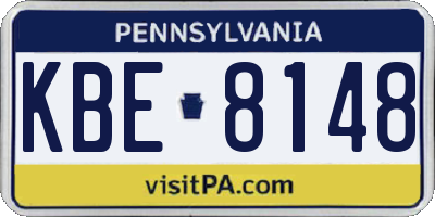 PA license plate KBE8148
