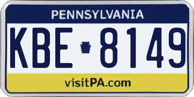 PA license plate KBE8149