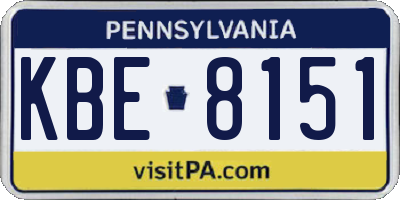 PA license plate KBE8151