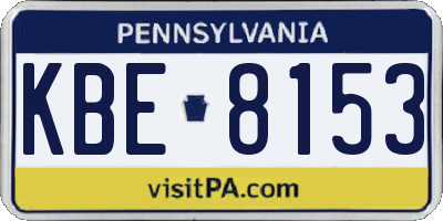 PA license plate KBE8153