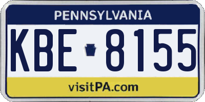 PA license plate KBE8155