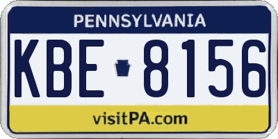 PA license plate KBE8156