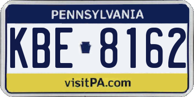 PA license plate KBE8162
