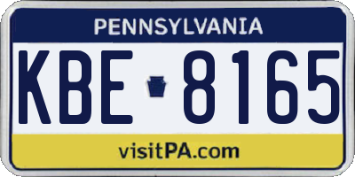 PA license plate KBE8165