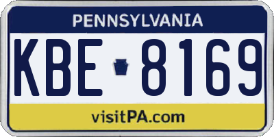 PA license plate KBE8169
